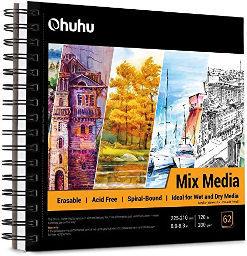 Cuaderno de medios mixtos, cuaderno de bocetos de arte de medios mixtos de Ohuhu, papeles pesados de...