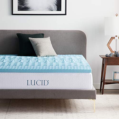 Lucid Sobrecolchón de Memory Foam con Gel de 5 Zonas - Ayuda a Prolongar La Vida de tu Colchón -...