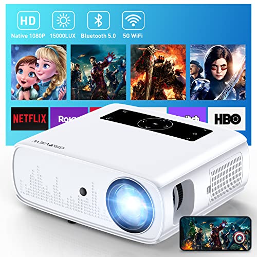 Groview Proyector, 15000lux 490ANSI Nativo 1080P WiFi Bluetooth Proyector, 300'' Video Proyector,...