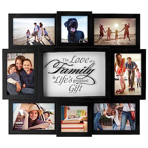 Malden International Designs el Amor de una Familia Dimensional Collage Negro Marco para Fotos,...