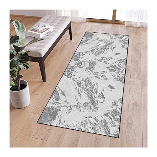 QQrunner Alfombra Larga Antideslizante 80x200cm Abstracto Gris Lavable a Medida Alfombra Tapete para...