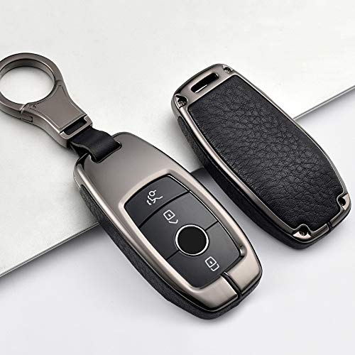 HIBEYO Funda inteligente de piel de aleación de zinc con correa para llave para Mercedes Benz A C E...