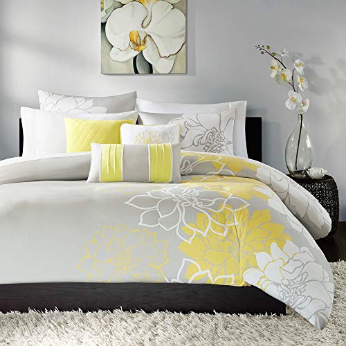 Madison Park Lola Funda Nórdica King/Cal King Size - Amarillo, Gris, Floral, Flores Juego de Funda...