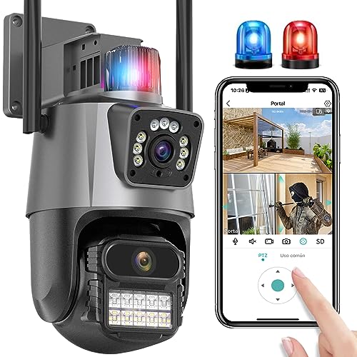 Reobiux Cámara de Seguridad Exterior, 2K 4MP Cámara de Seguridad WiFi de Doble Lente con Alarma,...