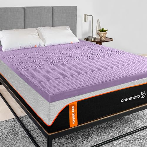 Dreamlab Topper Colchoneta de Memory Foam con Infusión de Lavanda de 5 Zonas, Sobrecolchón de 7cm...