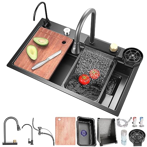 Fregadero de Cocina,Fregadero de Cascada Volante Fregadero doméstico,Lavavajillas Fregadero de un...