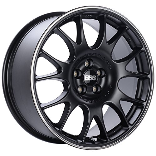 BBS CH - Rueda negra con acabado pintado y llanta de acero inoxidable pulido (5 x 120 mm, 35 mm de...