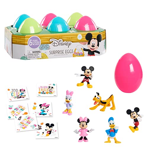 Disney Mickey Mouse - Huevos de Pascua precargados de 6 Piezas, Regalos de Pascua y cestas, Juguetes...