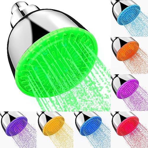 Alcachofa de ducha fija LED de alta presión de lluvia de 7 colores, cambia automáticamente LED...