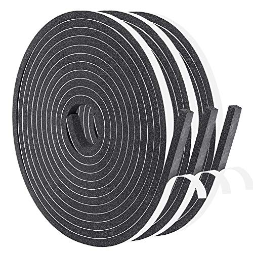 Yotache Cinta de espuma con 3 tiras de 6 mm de ancho x 6 mm de espesor, Burlete para puertas y...