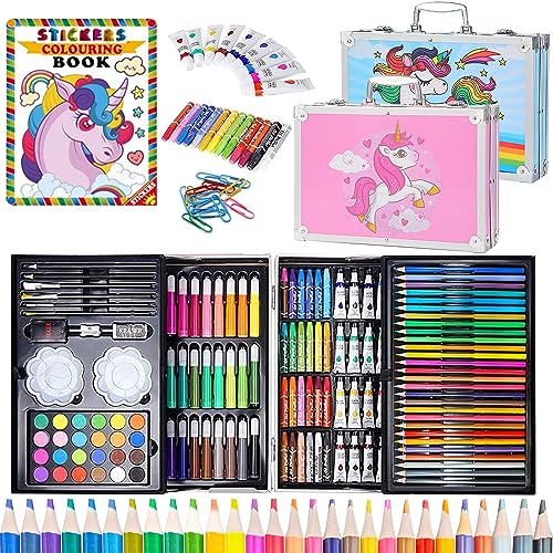 MHKBD Set de Arte Profesional,145 Piezas,Kit de Dibujo,Kit Plegable de Dibujo a Color, Incluye Libro...