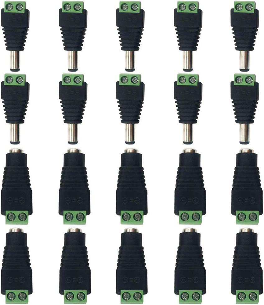 10 Conectores Macho y 10 Hembras De 12 V CC Adaptador De Alimentación para Tira LED CCTV Cámara,...